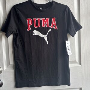NWT PUMA Kids Black Tee with Red and White Logo ~ Large Unisex